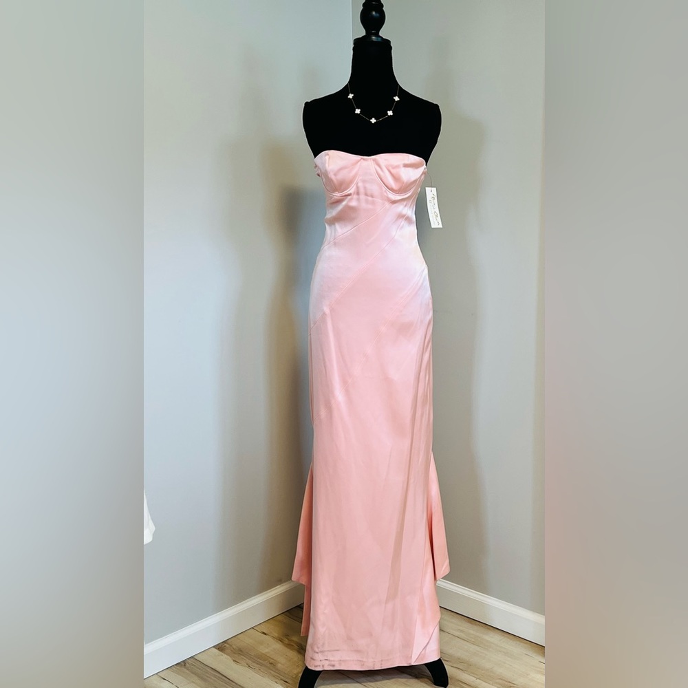 Alice + Olivia Pink Ruched Strapless Gown